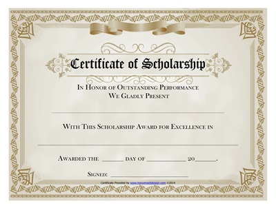 Printable Scholarship Certificate Award Template