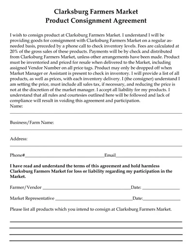 Product Consignment Agreement Template