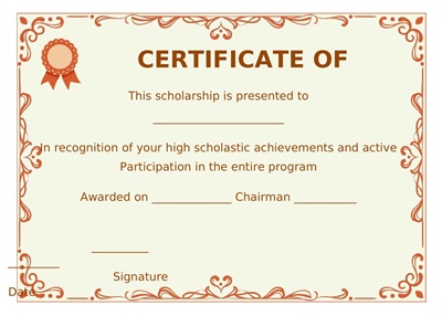 Sample Certificate of Scholarship Template