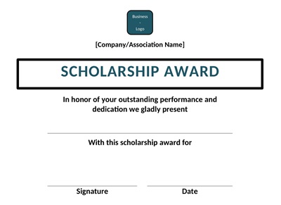 Scholarship Award Certificate Sample