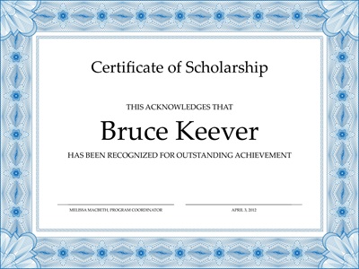 Scholarship Certificate Template Example