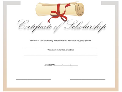 Scholarship Certificate Template PDF Format