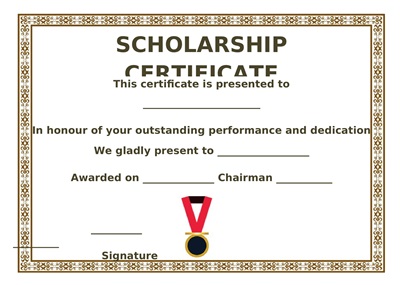 Scholarship Certificate Template Word