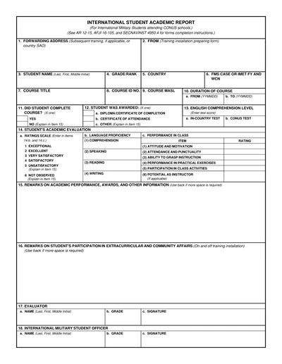 Student Academic Report Template