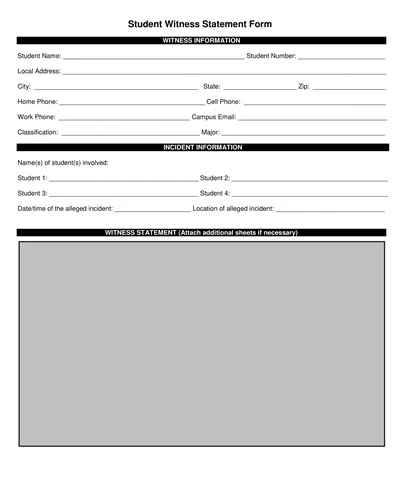 Student Witness Statement Template