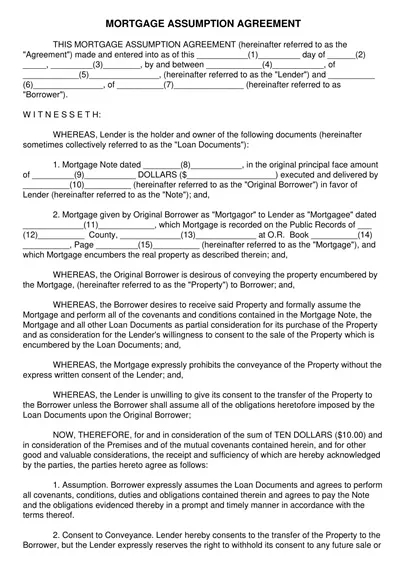 Mortgage Assumption Agreement Template