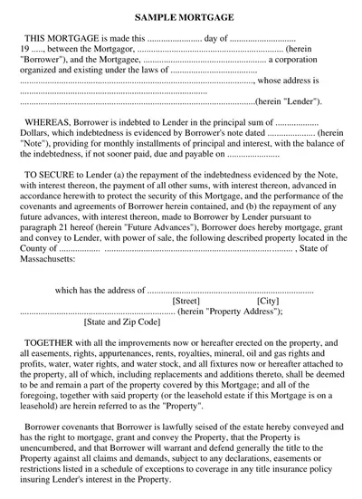 Private Mortgage Agreement Template