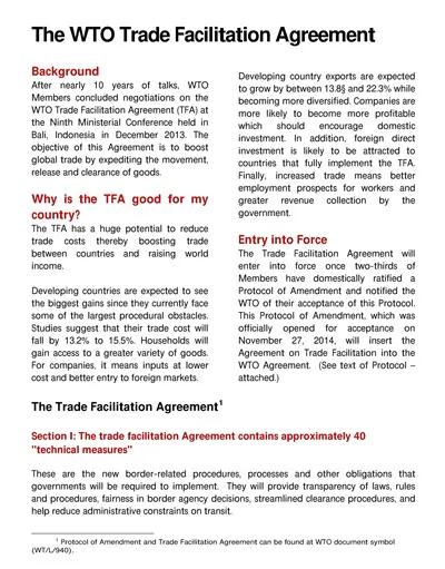 Trade Facilitation Agreement Template