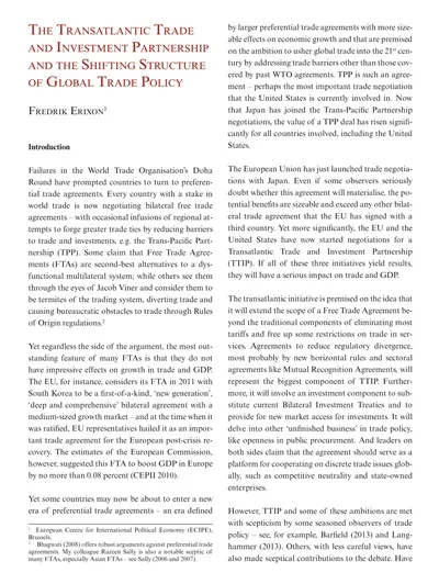 Transatlantic Trade Agreement Template