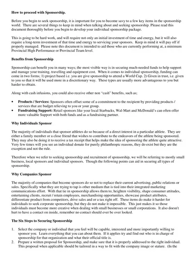 Athlete Sponsorship Proposal Template