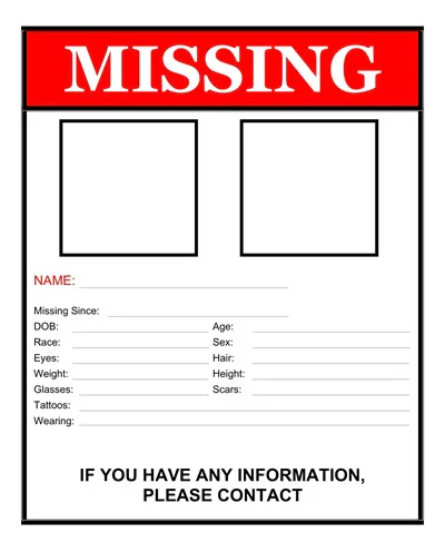 Blank Missing Poster Template