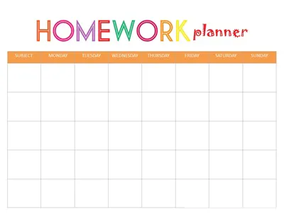 Colorful Homework Planner Template