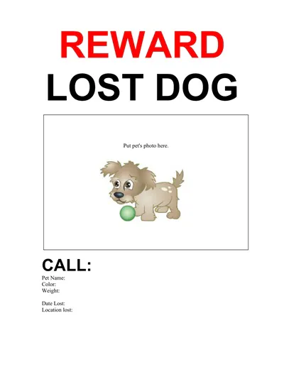 Dog Missing Poster Template