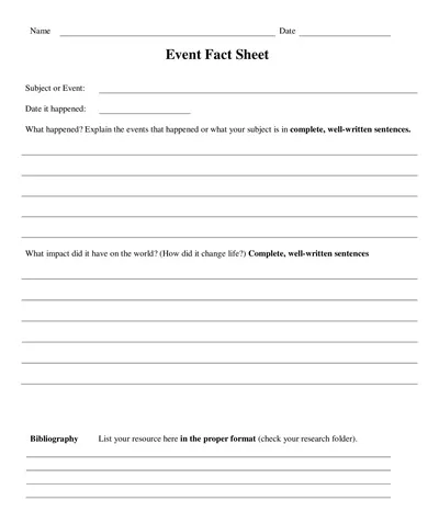 Event Fact Sheet Template