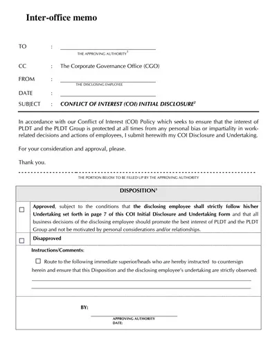 Initial Disclosure of Interoffice Memo Template