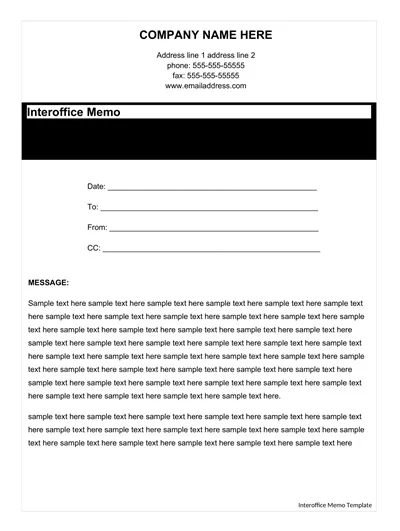 Interoffice Memo Template Example