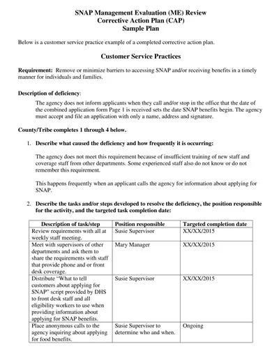 Management Evaluation Corrective Action Plan