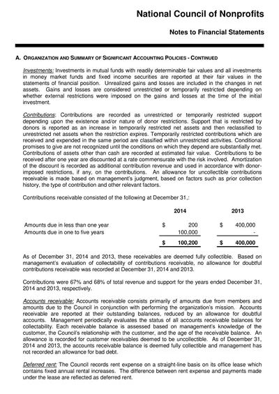 Non Profit Financial Statement Template