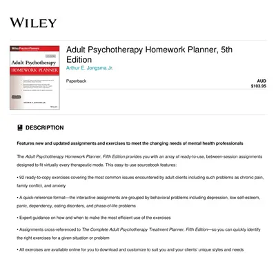 Psychotherapy Homework Planner Template