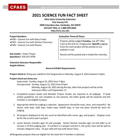 Science Project Fun Fact Sheet Template