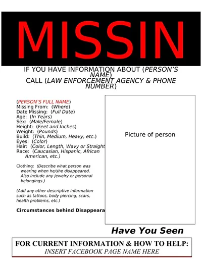 Printable Missing Poster Template