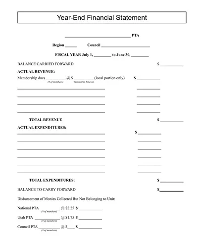 Year End Financial Statement Format Template