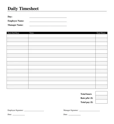 Daily Construction Timesheet Template