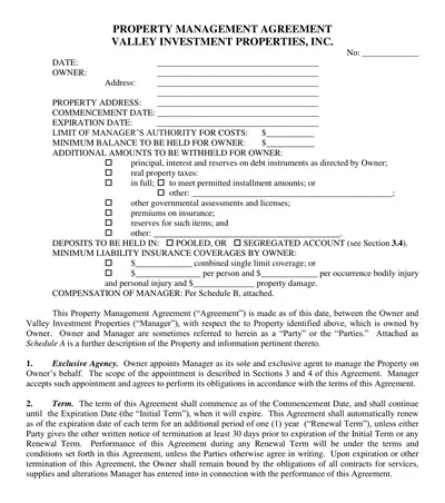 Property Investment Management Agreement Template