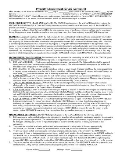 Property Management Service Agreement Template