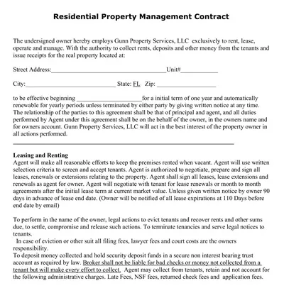 Residential Property Management Contract