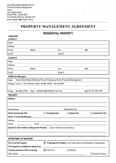 Simple Property Management Agreement Template