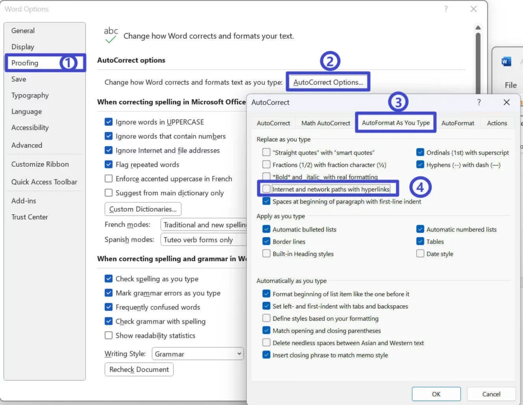 remove hyperlinks in word