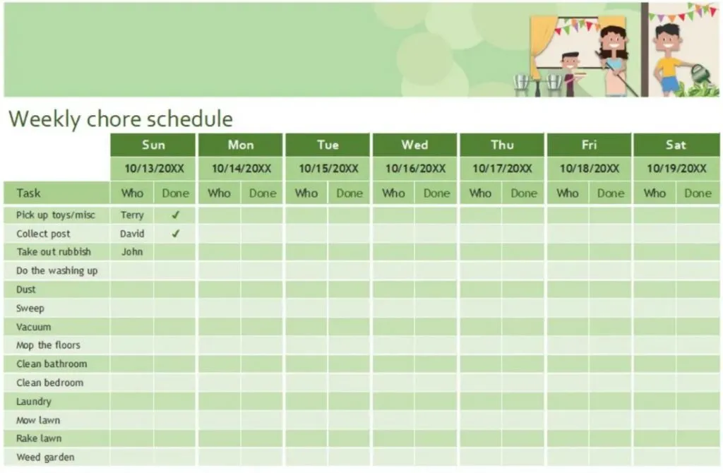 10. Weekly Task Schedule Template