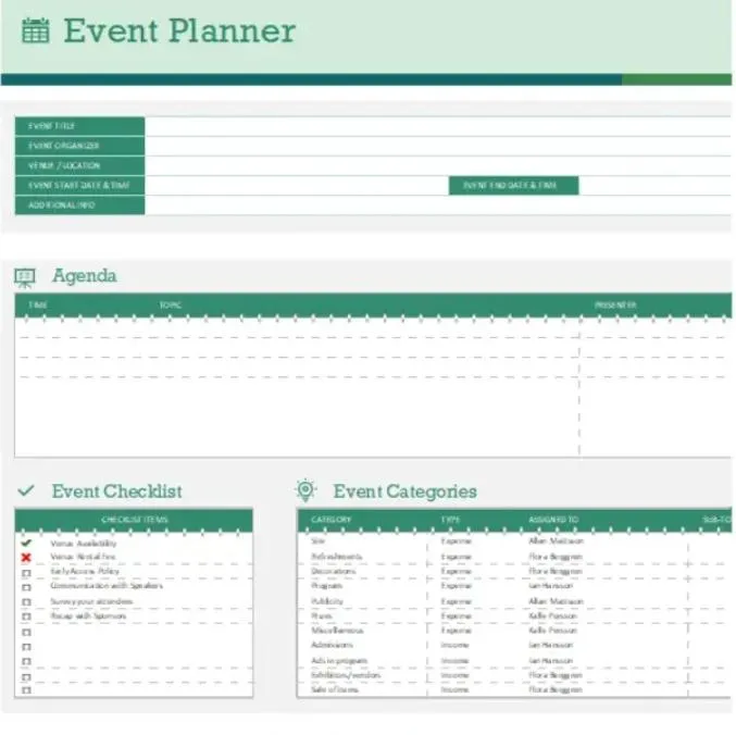 13. Event Agenda Tracker Template