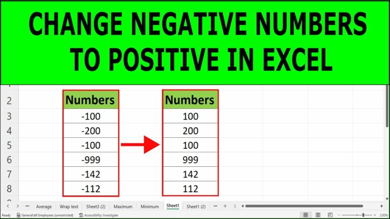 How to Change Negative Numbers to Positive in Excel?