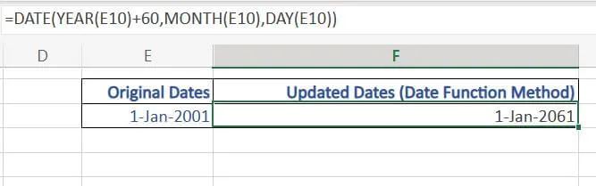 add 60 years to a date in excel