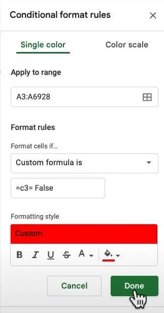 conditional formatting rules