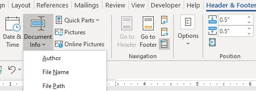 file path for footer in excel