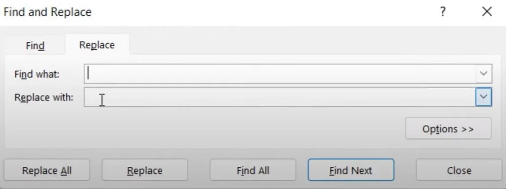 find replace in excel
