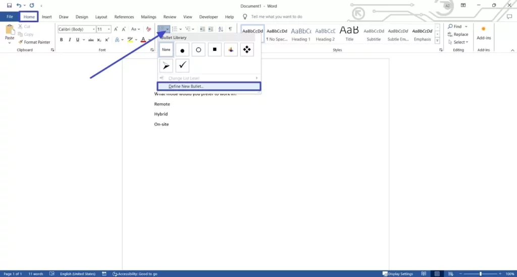 how to add check boxes in word