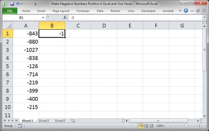 negative number sample