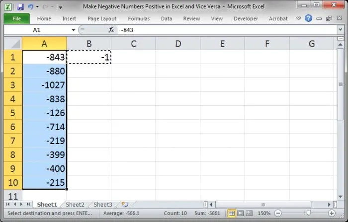 select the cells holding the negative numbers