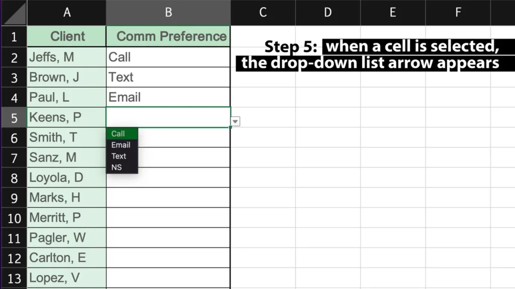 5. Click OK to create your drop-down lists