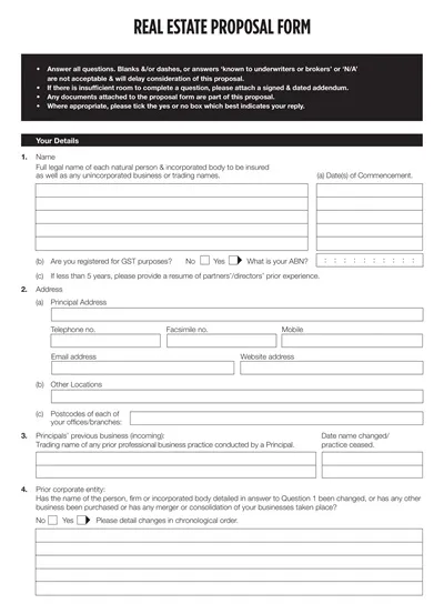 Real Estate Proposal Form