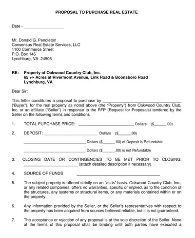 Real Estate Purchase Proposal Template