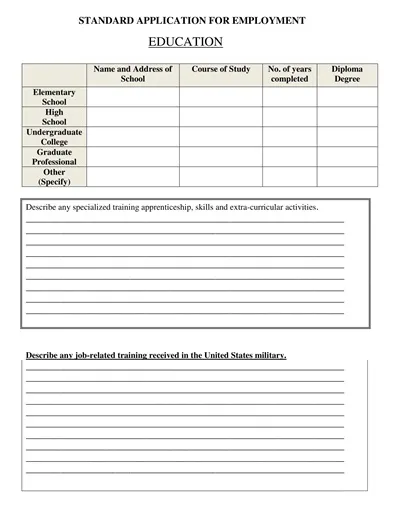 Standard Job Application Template