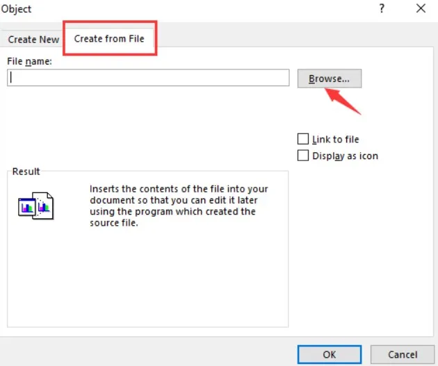 open pdf in excel via insert object