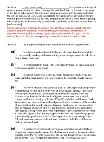 Articles of Incorporation Template Word