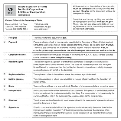 Blank Articles of Incorporation Template