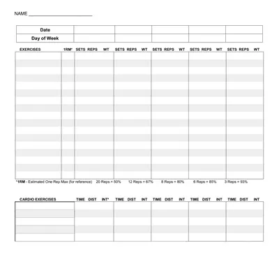 Club Workout Log Template